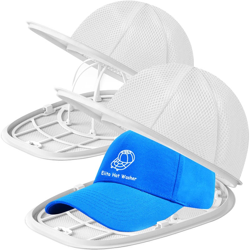 Eiito Hat Washer Cage Hat Cleaner  Hat Washer for baseball caps for Washing Machine or Dishwasher  Ball Cap Washer Frame for Flat & Curved Hats.2-Pack White - Image 1
